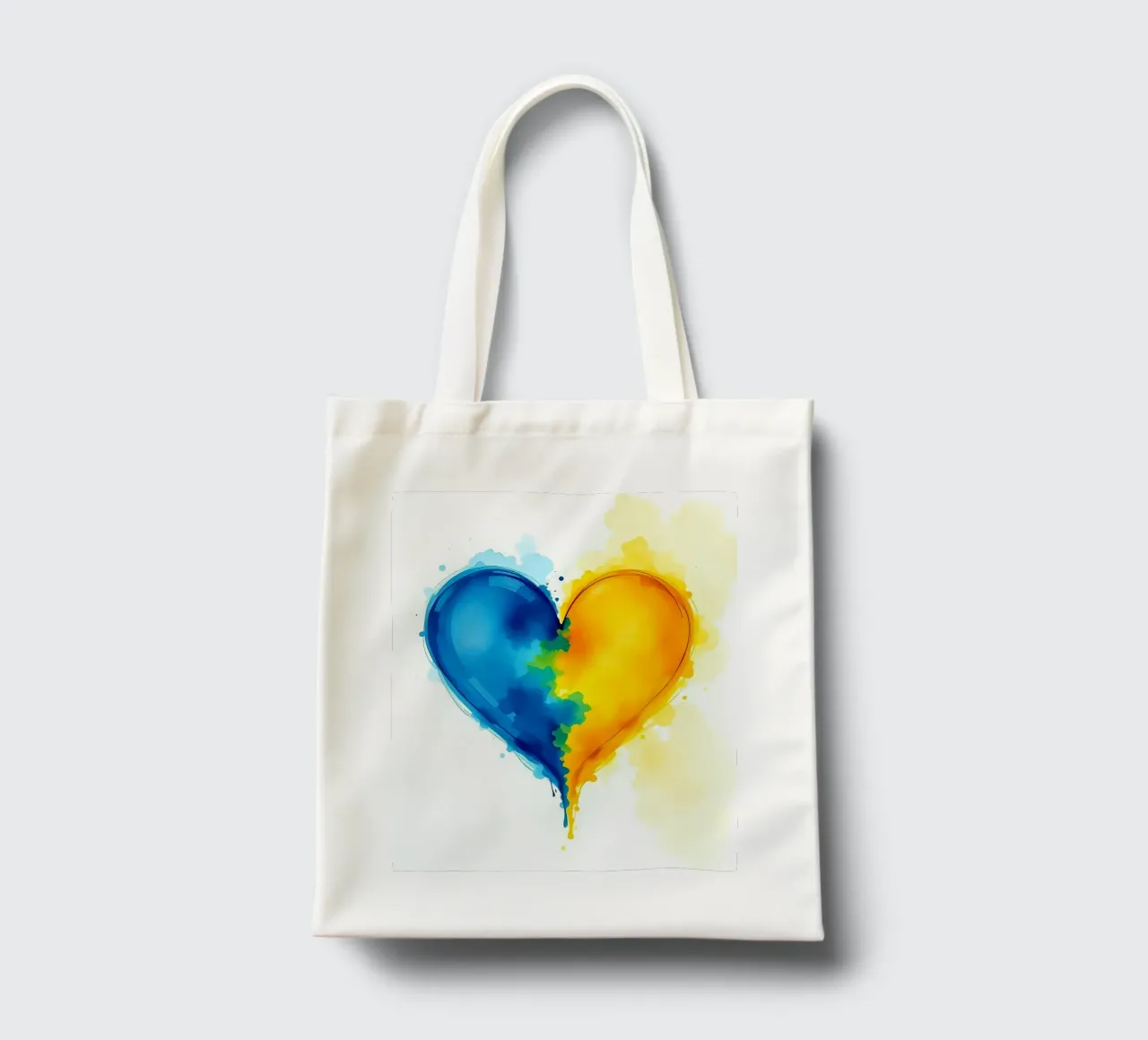 cuore_blu_giallo_3 borsa in juta da Pink- und LoveArt by LK