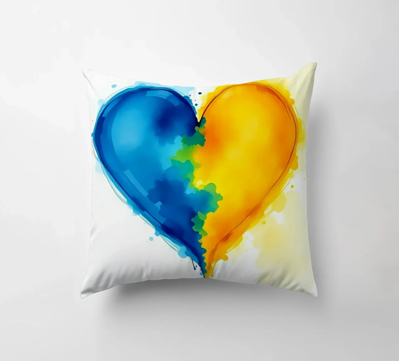 cuore_blu_giallo_3 cuscino da Pink- und LoveArt by LK