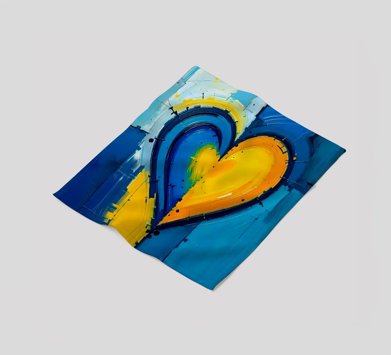 heart_blue_yellow_4 fleece blanket by Pink- und LoveArt by LK