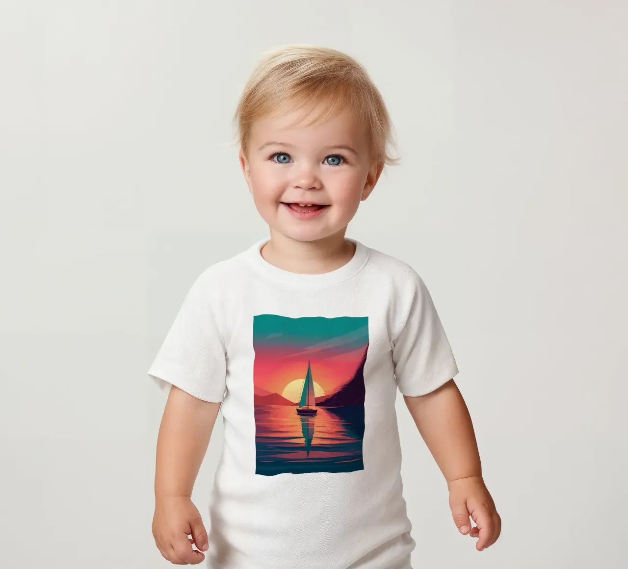 sailboat on the water baby t-shirt by Bartosz Powalka