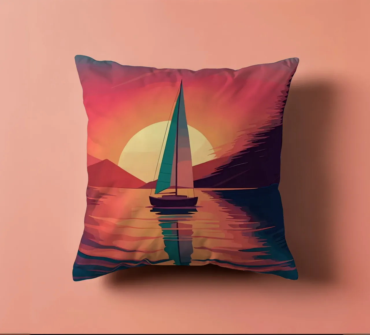 sailboat on the water decorative cushion by Bartosz Powalka