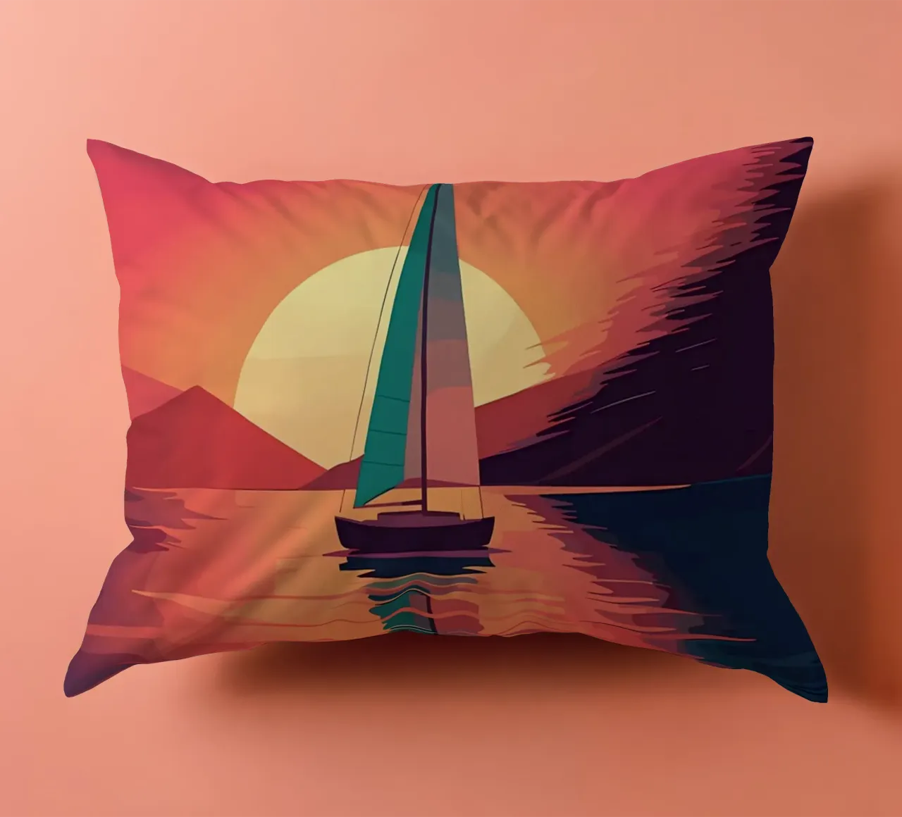 sailboat on the water decorative cushion by Bartosz Powalka