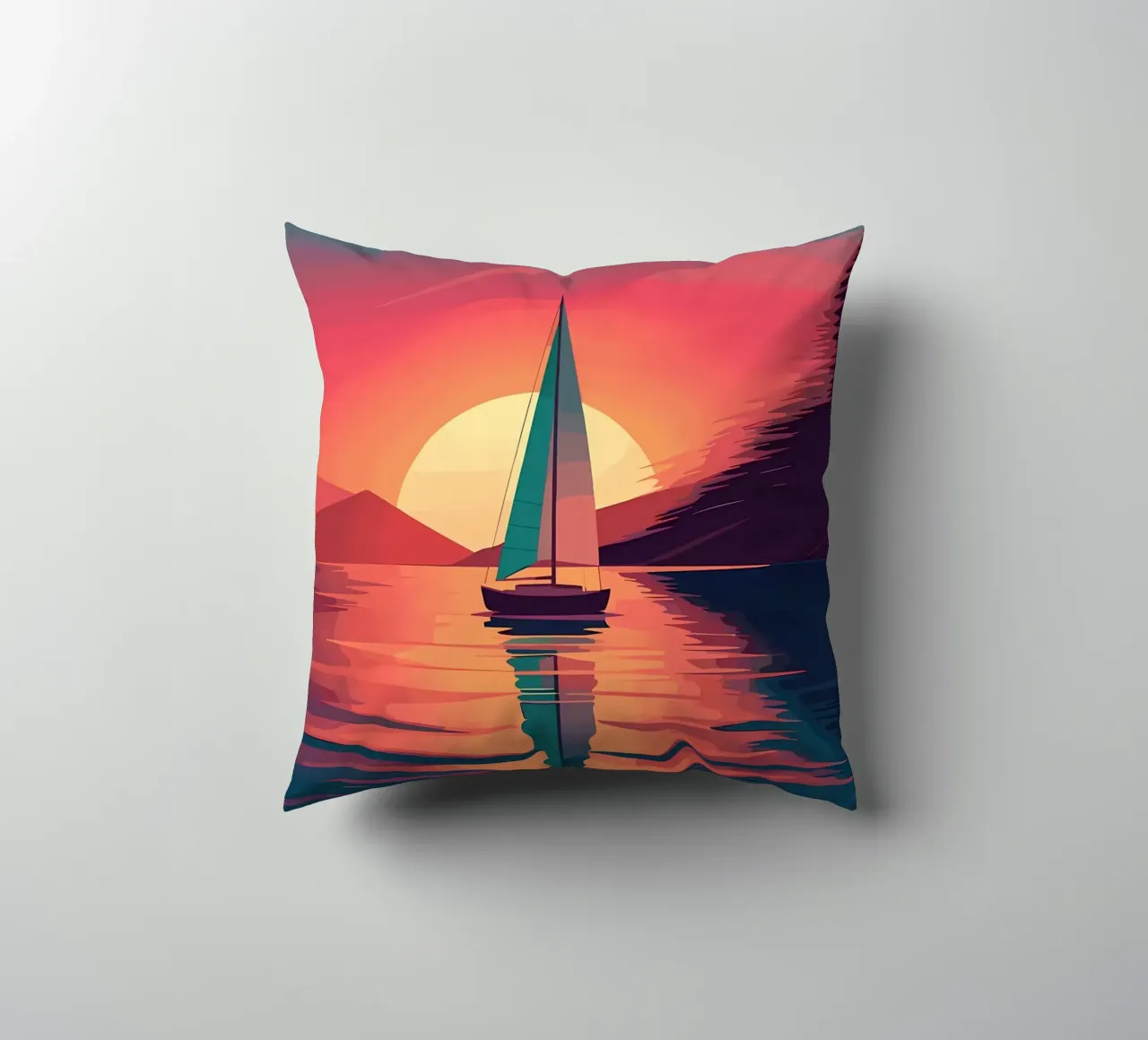 sailboat on the water decorative cushion by Bartosz Powalka