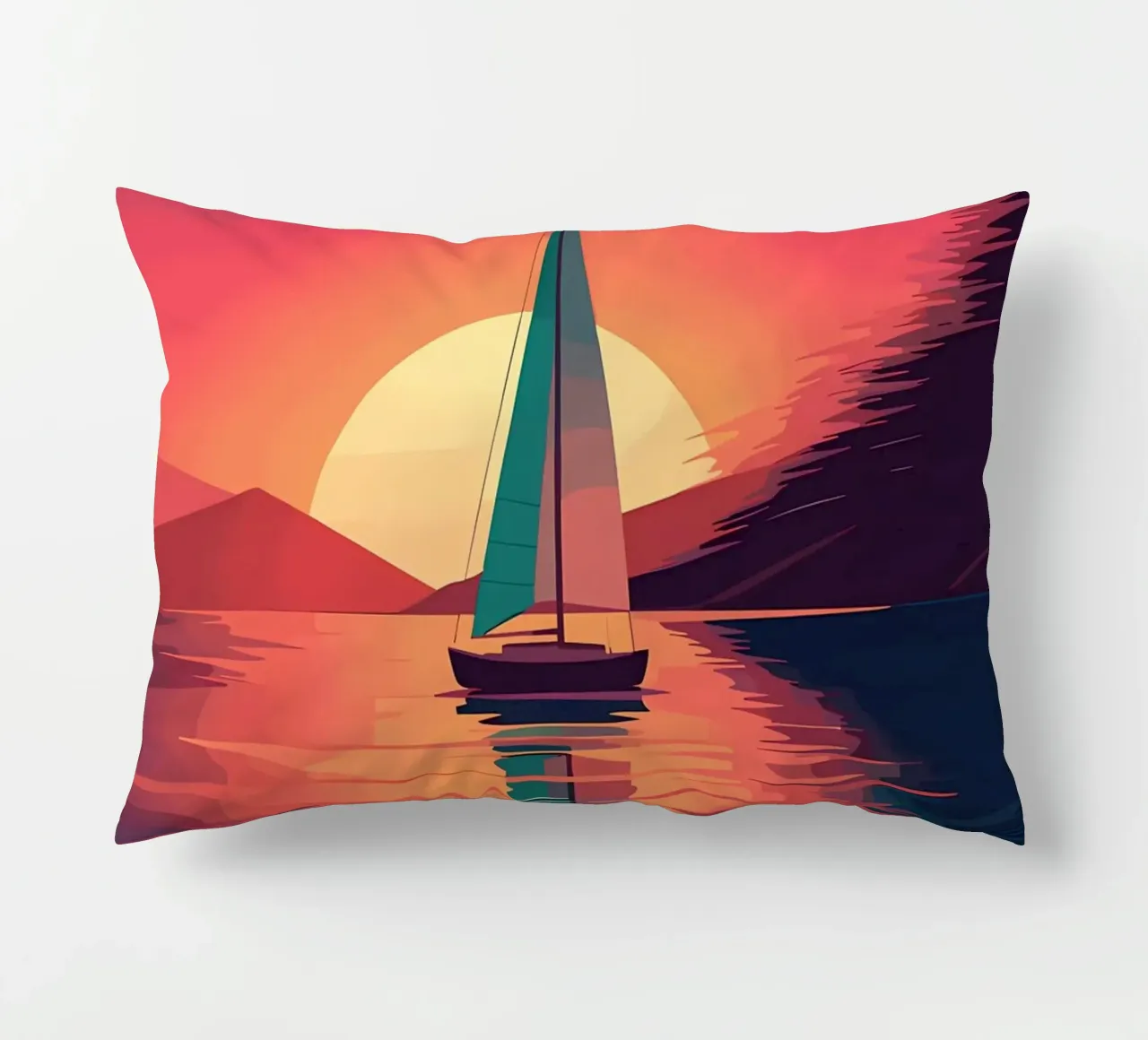 sailboat on the water decorative cushion by Bartosz Powalka