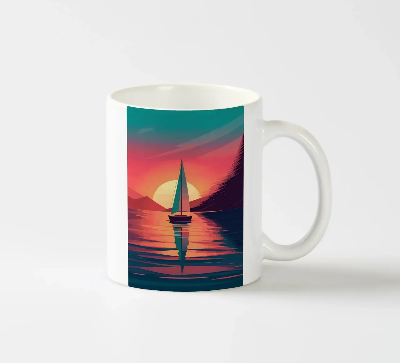 barca a vela sull'acqua tazza in ceramica da Bartosz Powalka