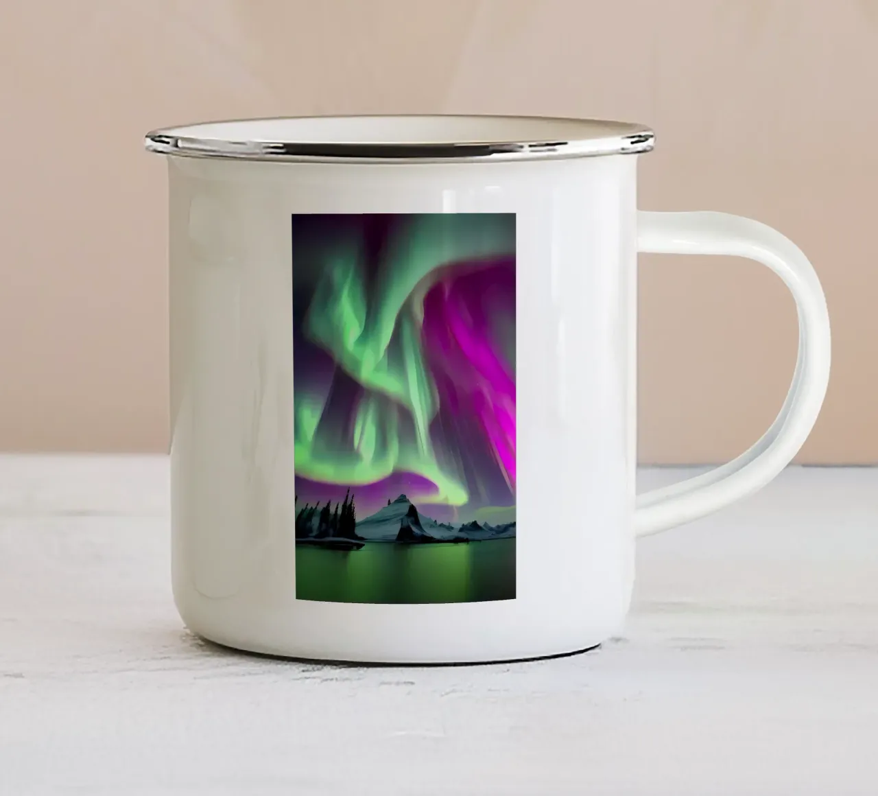 L'Aurora Boreale colorata tazza in smalto da Matthew Katz