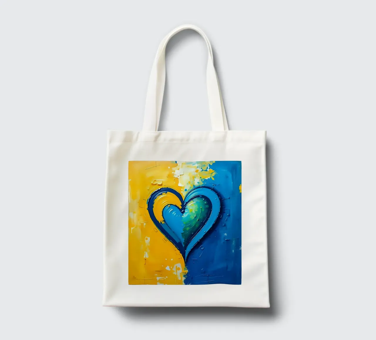 Herz_blau_gelb_5 Jutebeutel von Pink- und LoveArt by LK