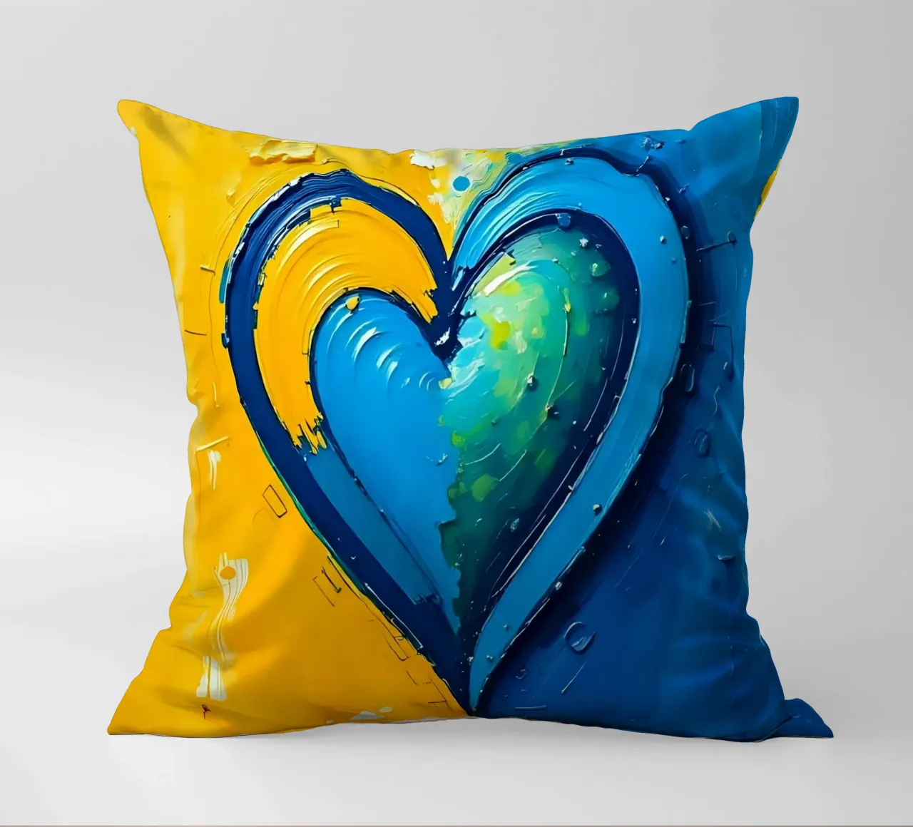 cœur_bleu_jaune_5 coussin de Pink- und LoveArt by LK