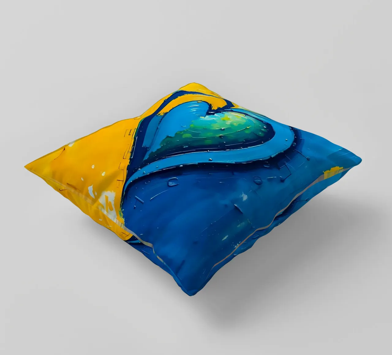 cœur_bleu_jaune_5 coussin de Pink- und LoveArt by LK