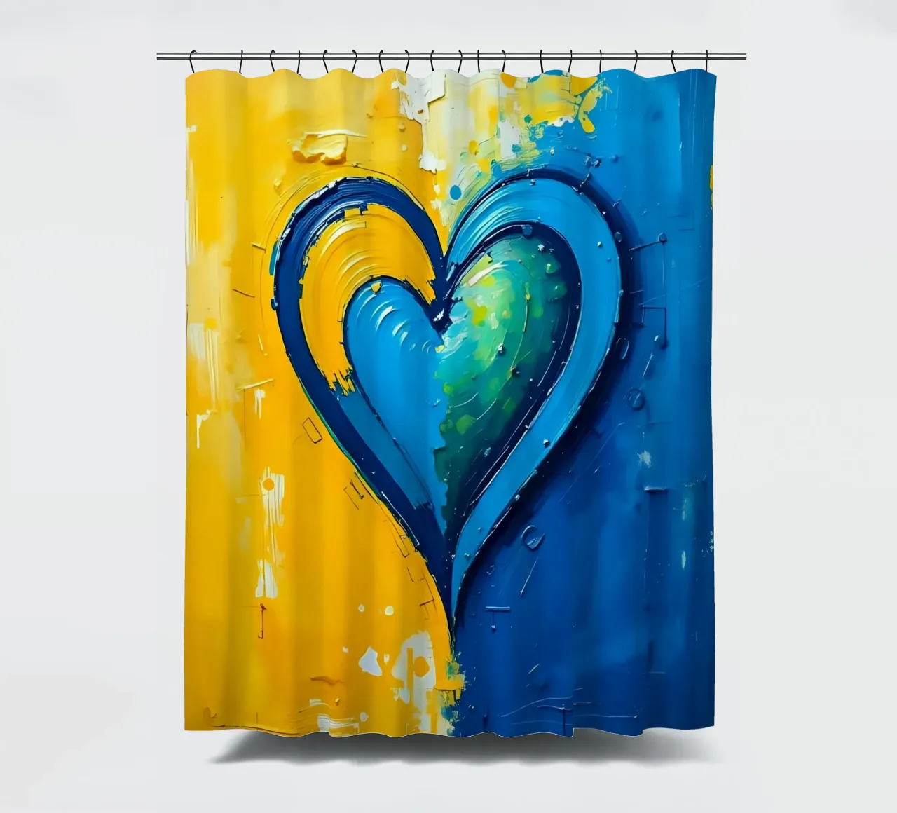 heart_blue_yellow_5 shower curtain by Pink- und LoveArt by LK