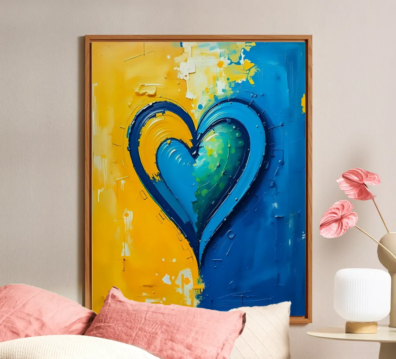 heart_blue_yellow_5 alu-dibond by Pink- und LoveArt by LK