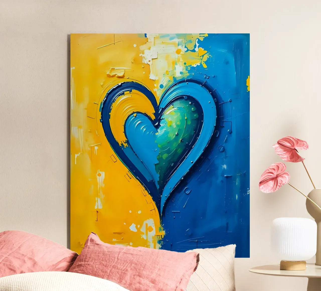 heart_blue_yellow_5 alu-dibond by Pink- und LoveArt by LK