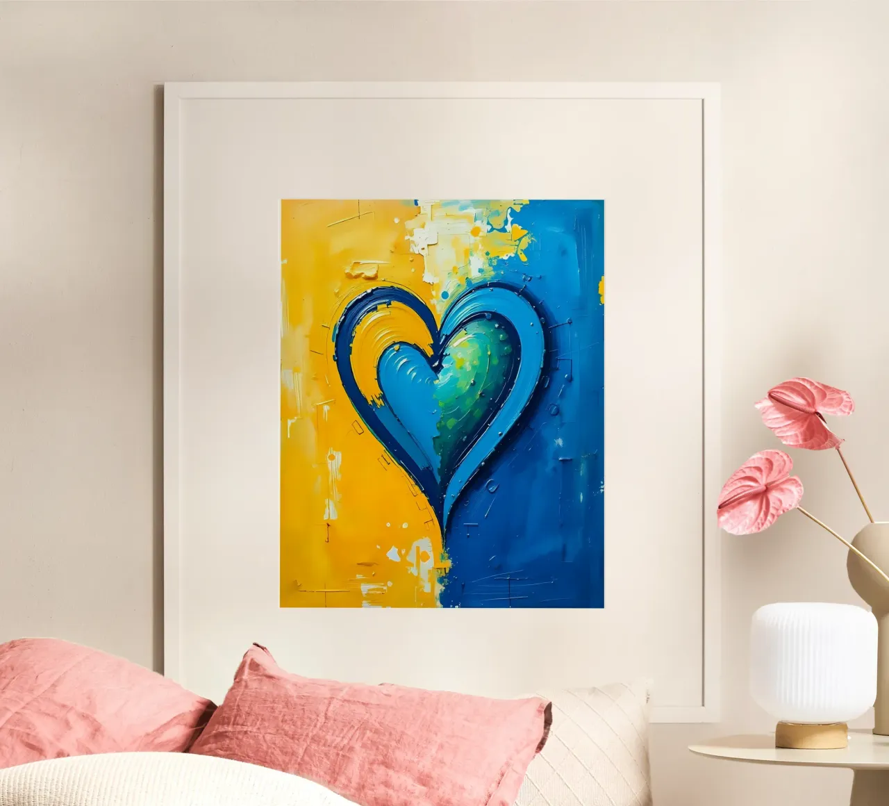 cuore_blu_giallo_5 poster da Pink- und LoveArt by LK