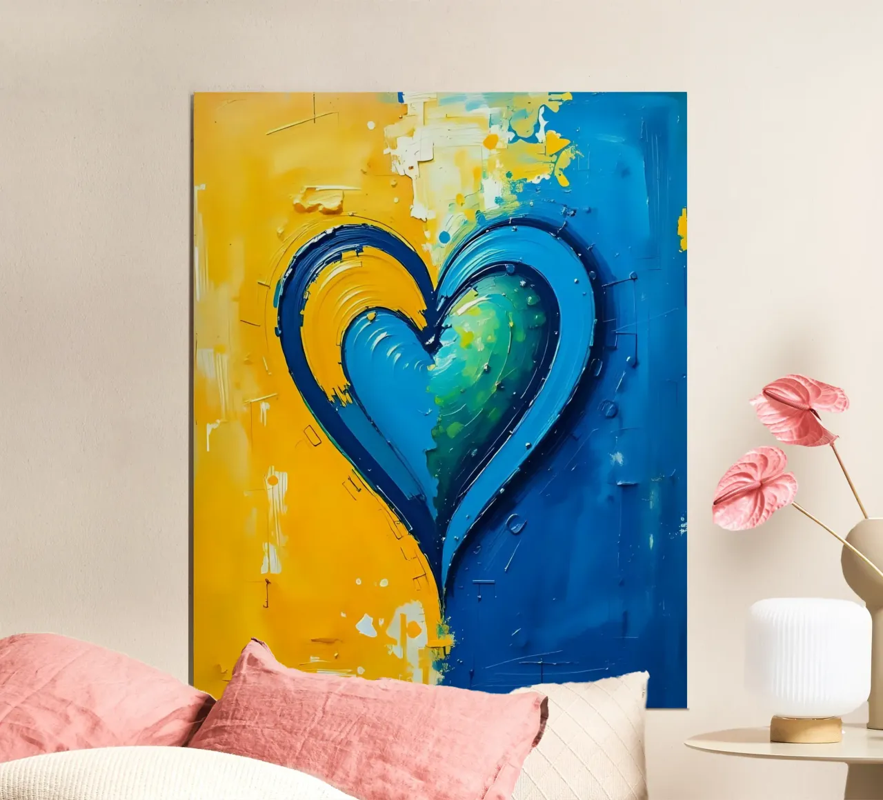 cuore_blu_giallo_5 poster da Pink- und LoveArt by LK