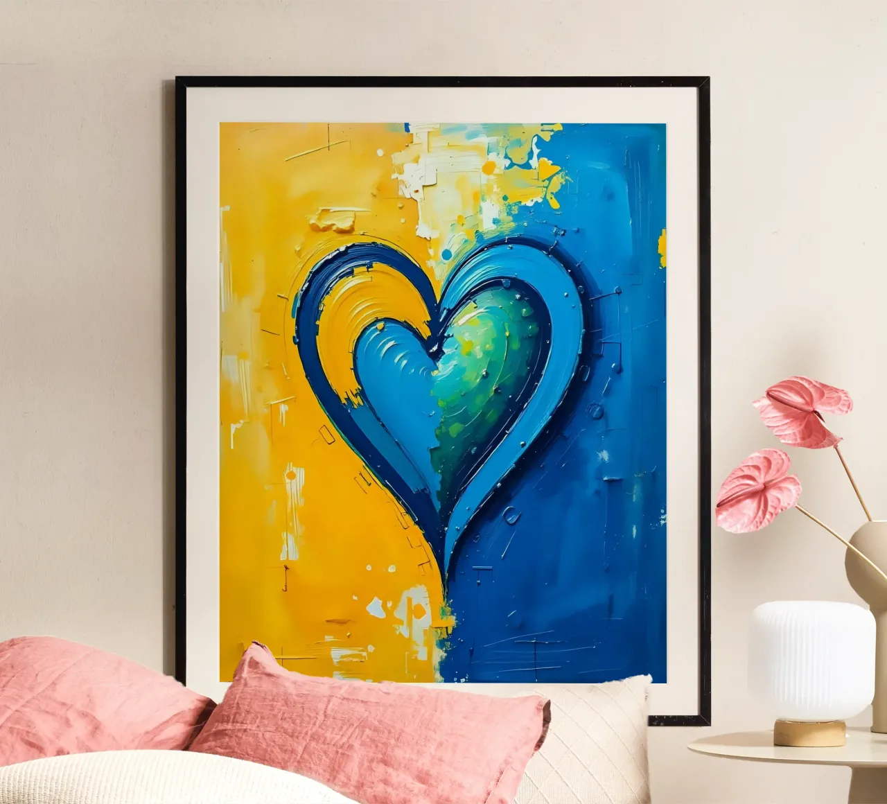 cuore_blu_giallo_5 poster da Pink- und LoveArt by LK