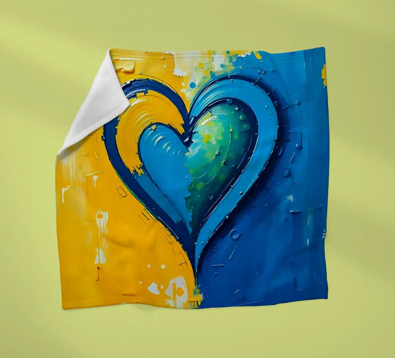 heart_blue_yellow_5 fleece blanket by Pink- und LoveArt by LK