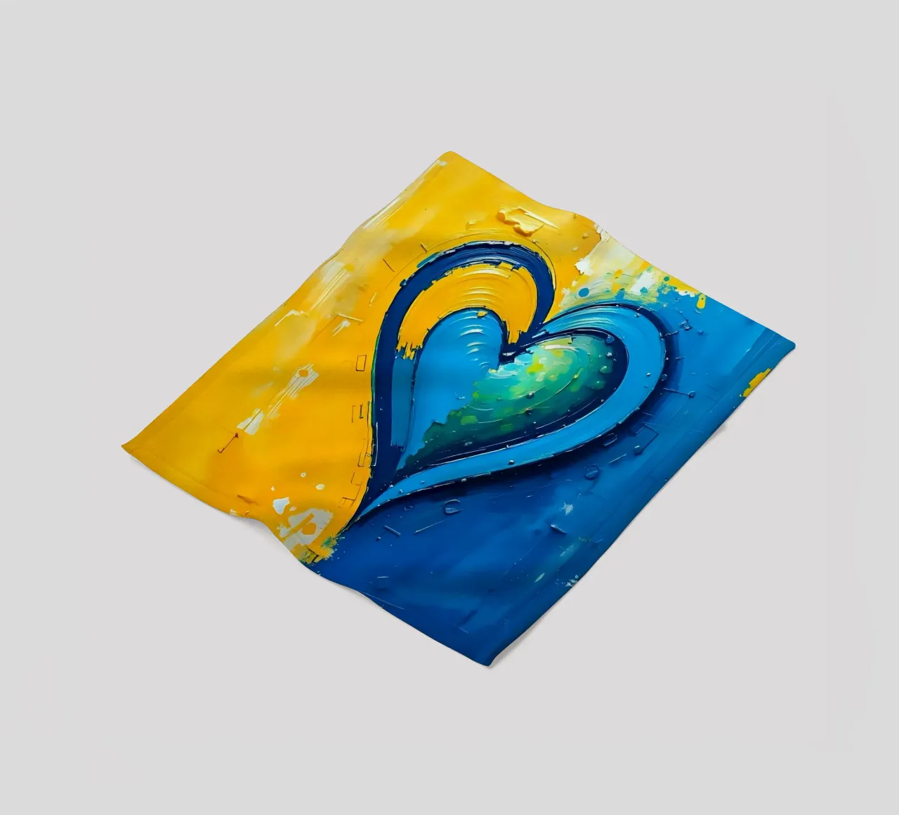 heart_blue_yellow_5 fleece blanket by Pink- und LoveArt by LK