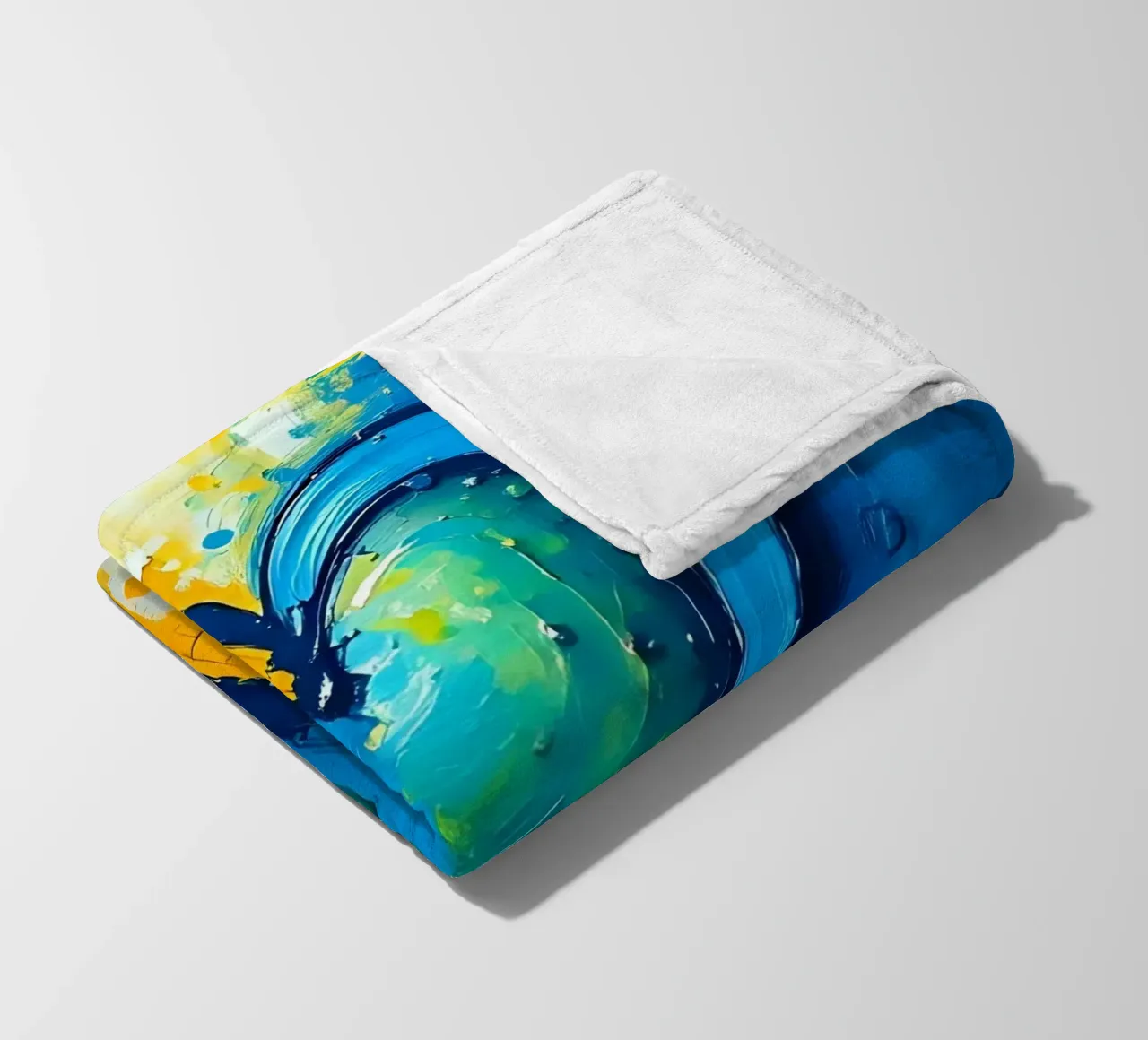 heart_blue_yellow_5 fleece blanket by Pink- und LoveArt by LK