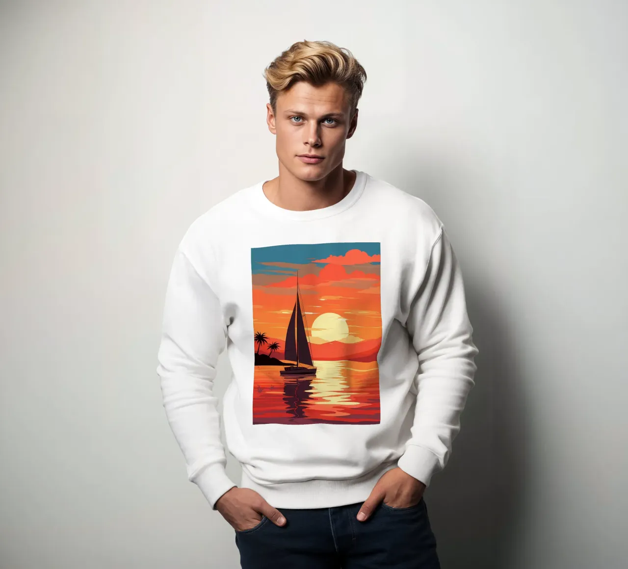 Tramonto in barca a vela felpa da Bartosz Powalka