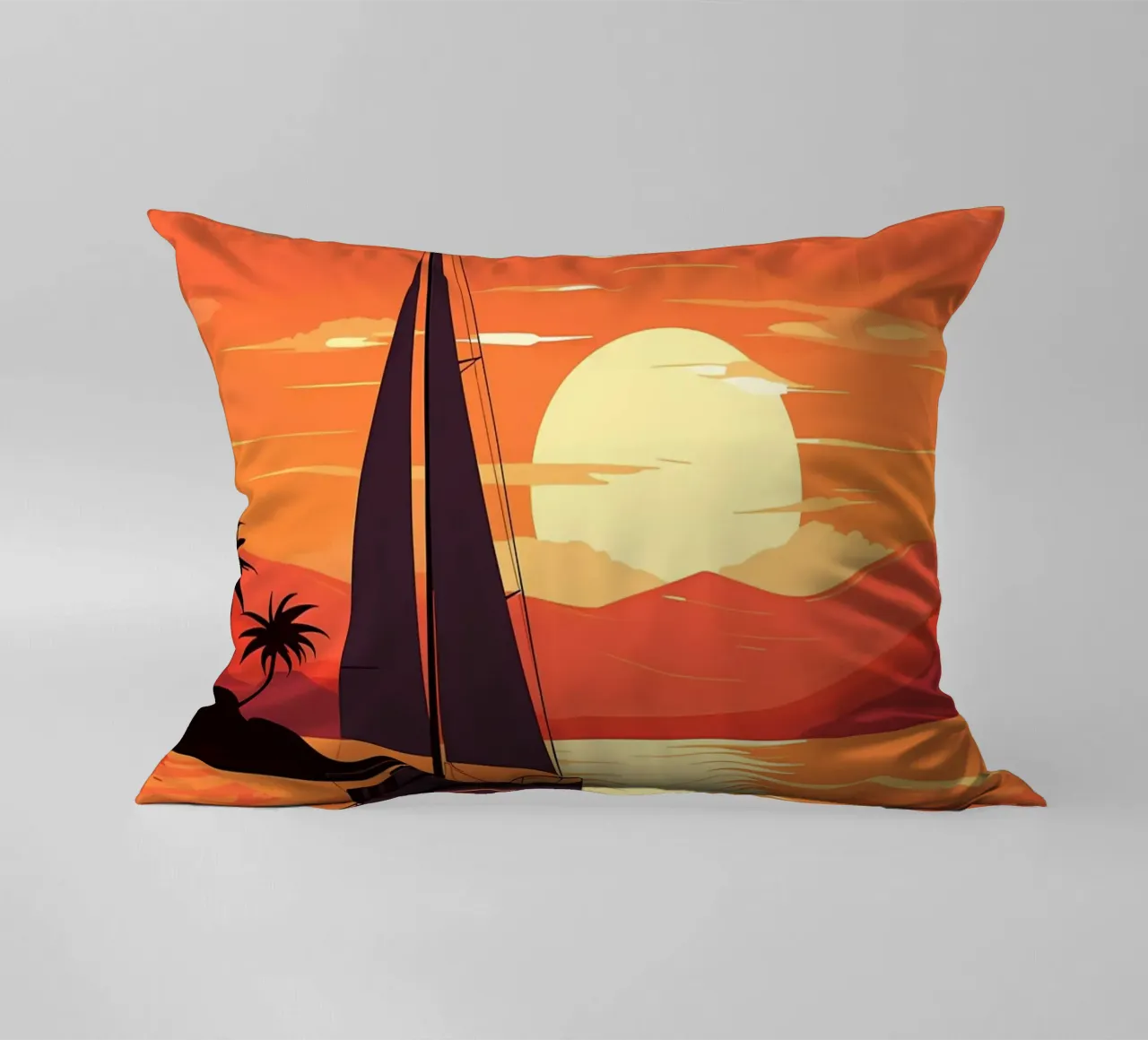 Sailboat Sunset decorative cushion by Bartosz Powalka