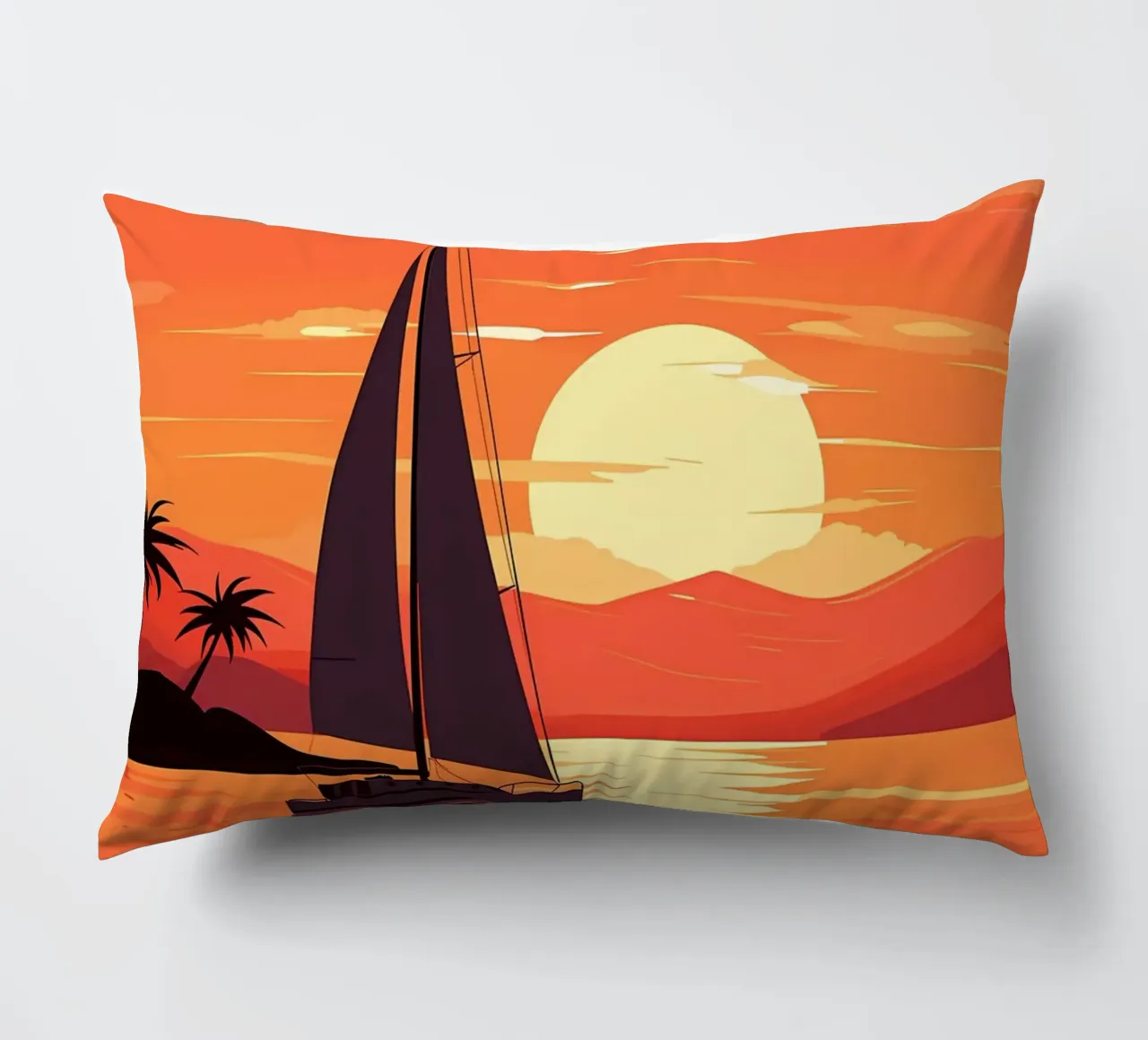 Sailboat Sunset decorative cushion by Bartosz Powalka