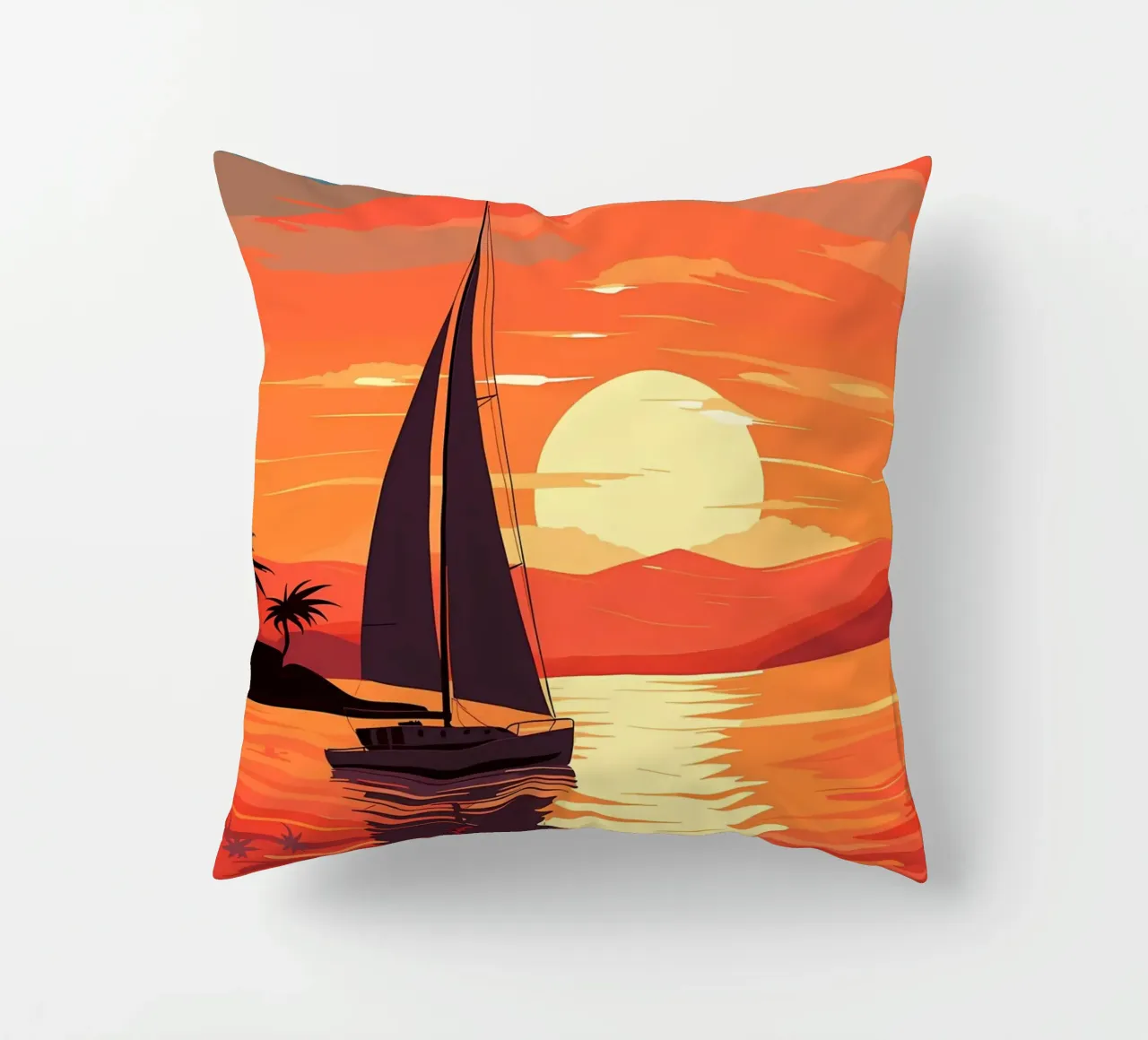 Sailboat Sunset decorative cushion by Bartosz Powalka