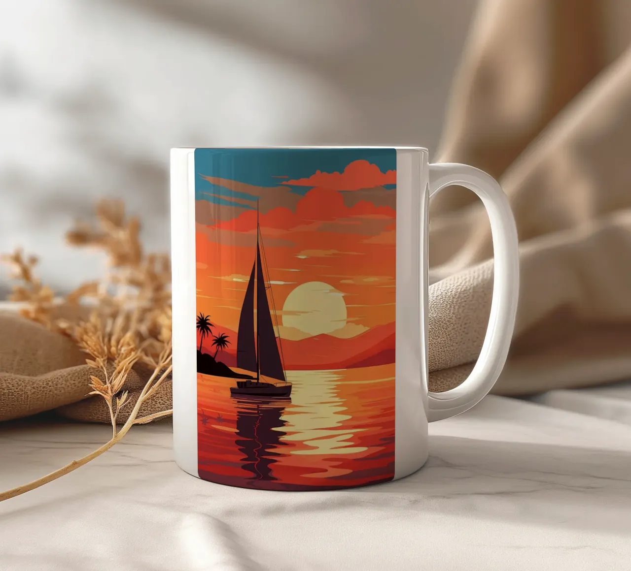 Tramonto in barca a vela tazza in ceramica da Bartosz Powalka