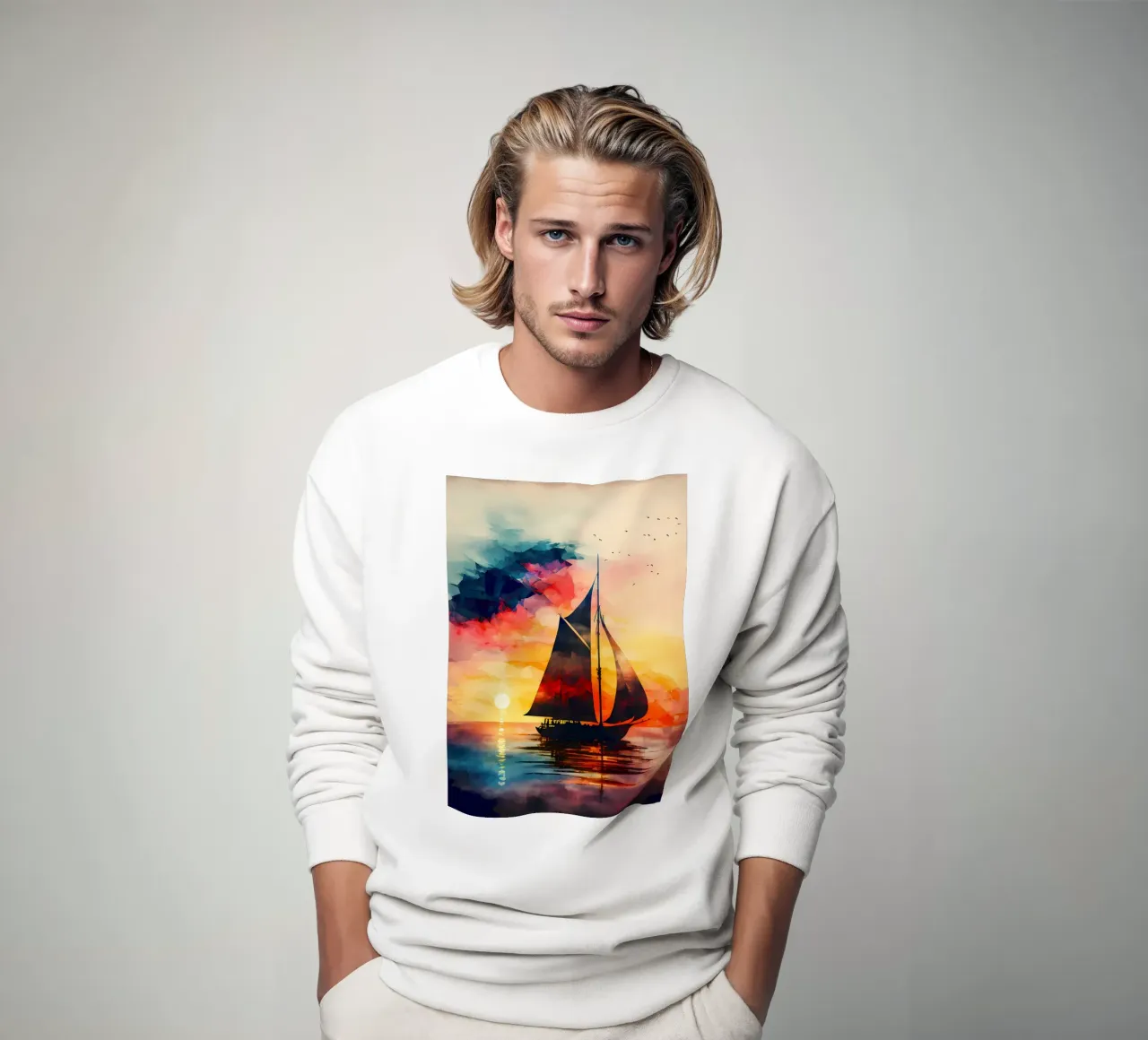 Barca a vela Tramonto colorato felpa da Bartosz Powalka