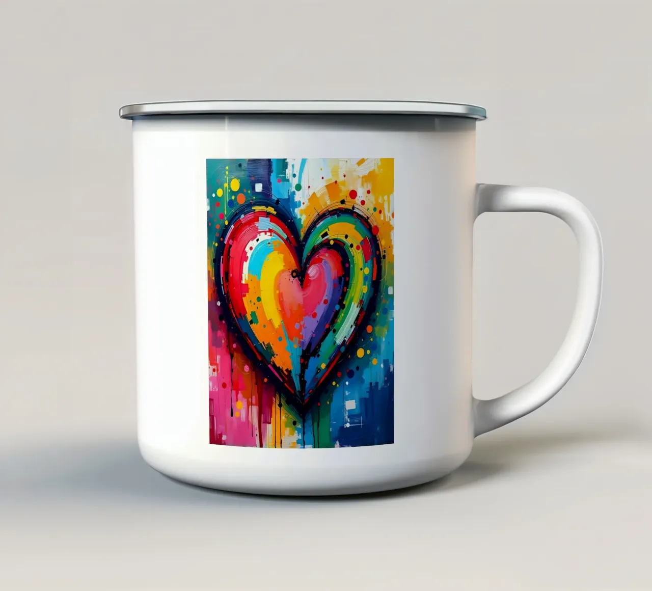 Cuore_colorato_3 tazza in smalto da Pink- und LoveArt by LK