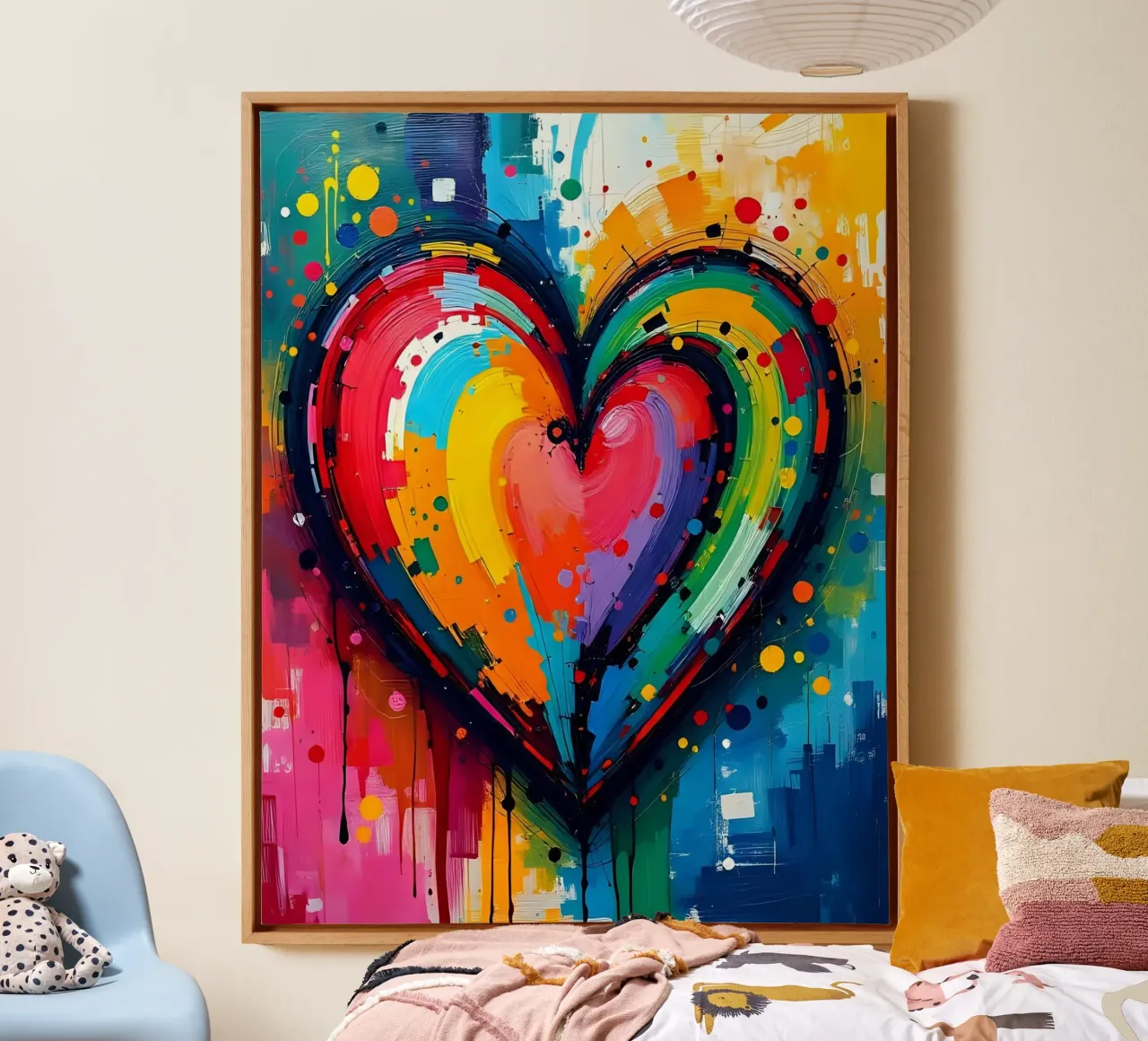 Cuore_colorato_3 tela con Cornice a cassetta da Pink- und LoveArt by LK