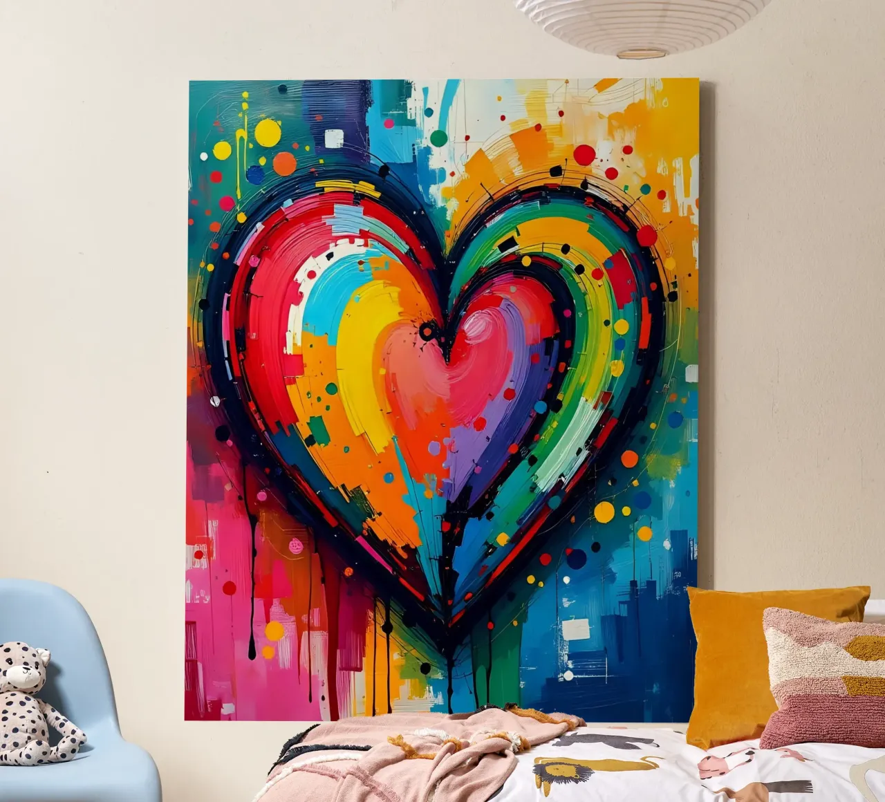 Cuore_colorato_3 tela con Cornice a cassetta da Pink- und LoveArt by LK