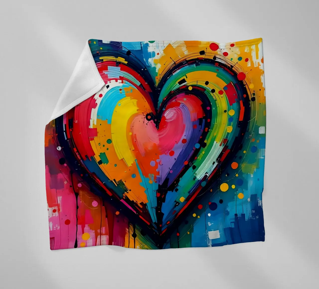 Cuore_colorato_3 coperta in pile da Pink- und LoveArt by LK