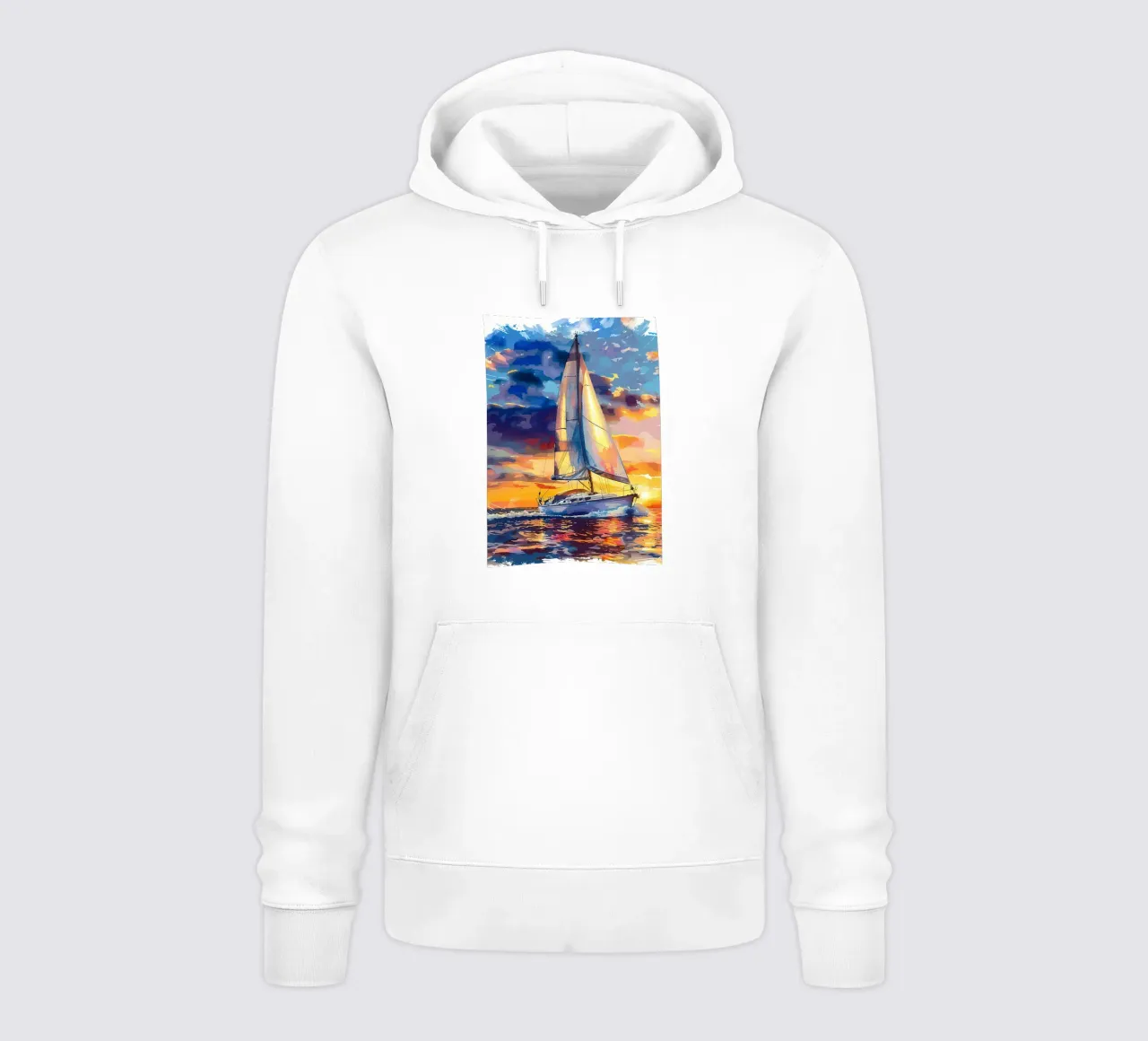 Tramonto in barca a vela felpa con cappuccio da Bartosz Powalka