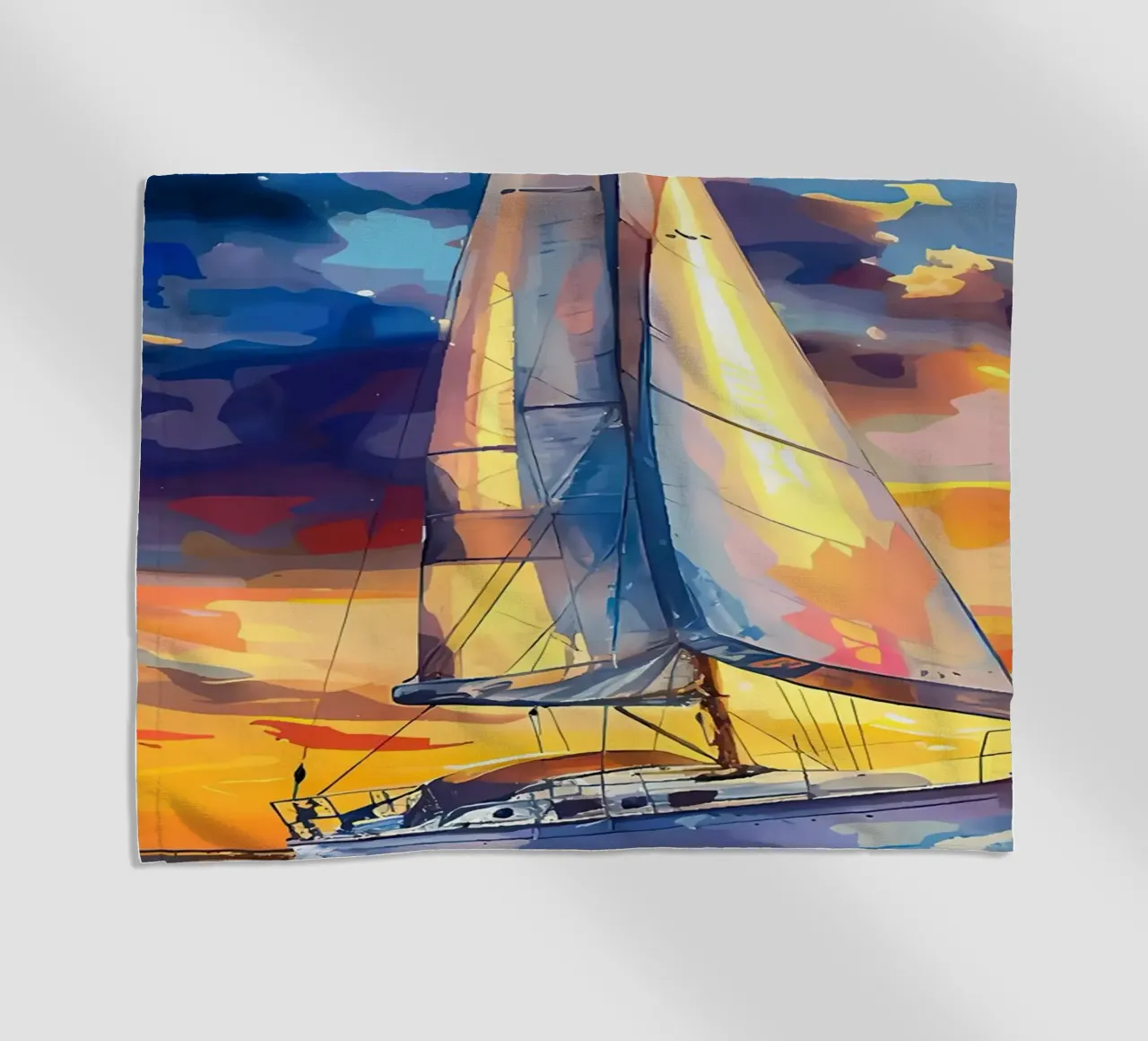 Segelboot-Sonnenuntergang Strandtuch von Bartosz Powalka