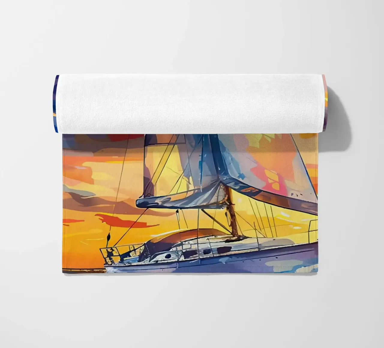 Segelboot-Sonnenuntergang Strandtuch von Bartosz Powalka