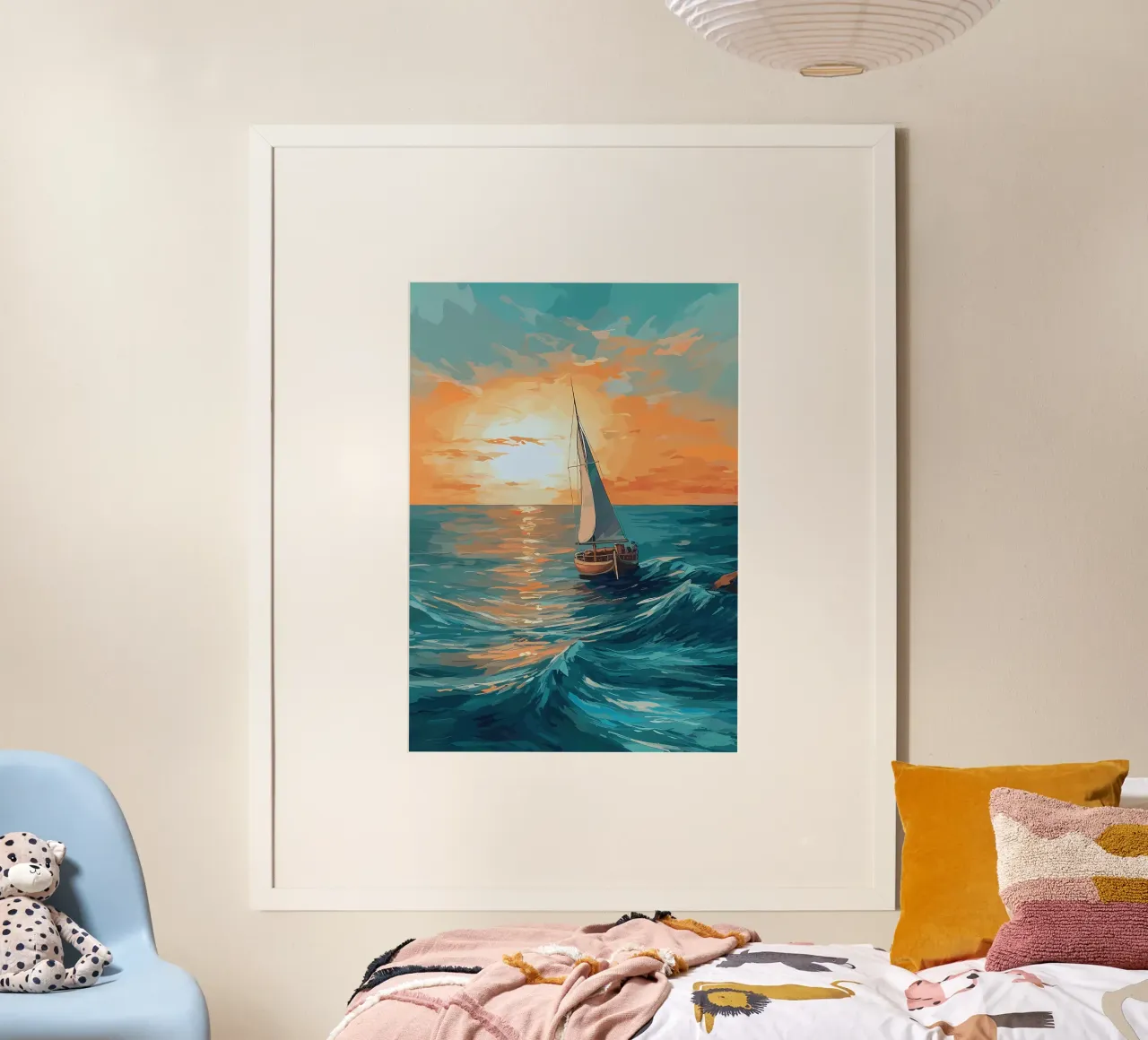Tableau du coucher de soleil d'un voilier poster de Bartosz Powalka
