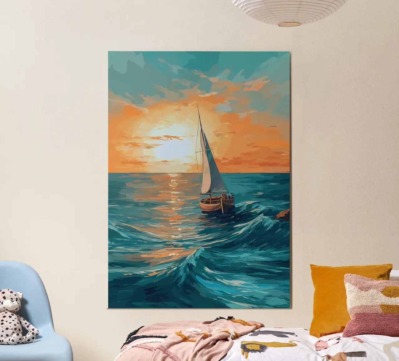 Tableau du coucher de soleil d'un voilier poster de Bartosz Powalka