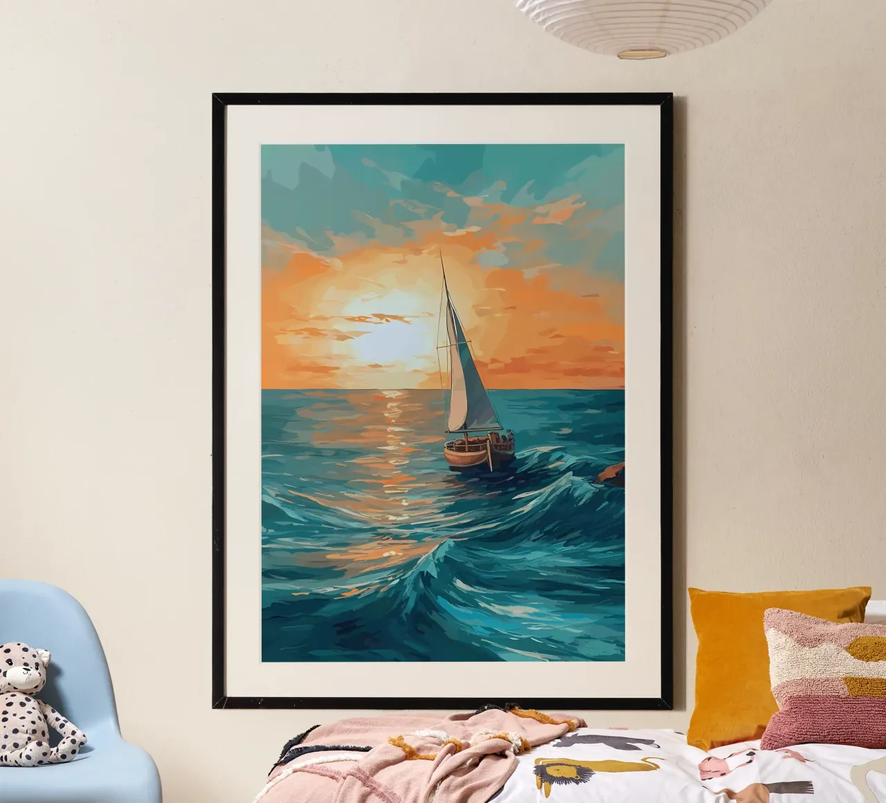 Tableau du coucher de soleil d'un voilier poster de Bartosz Powalka