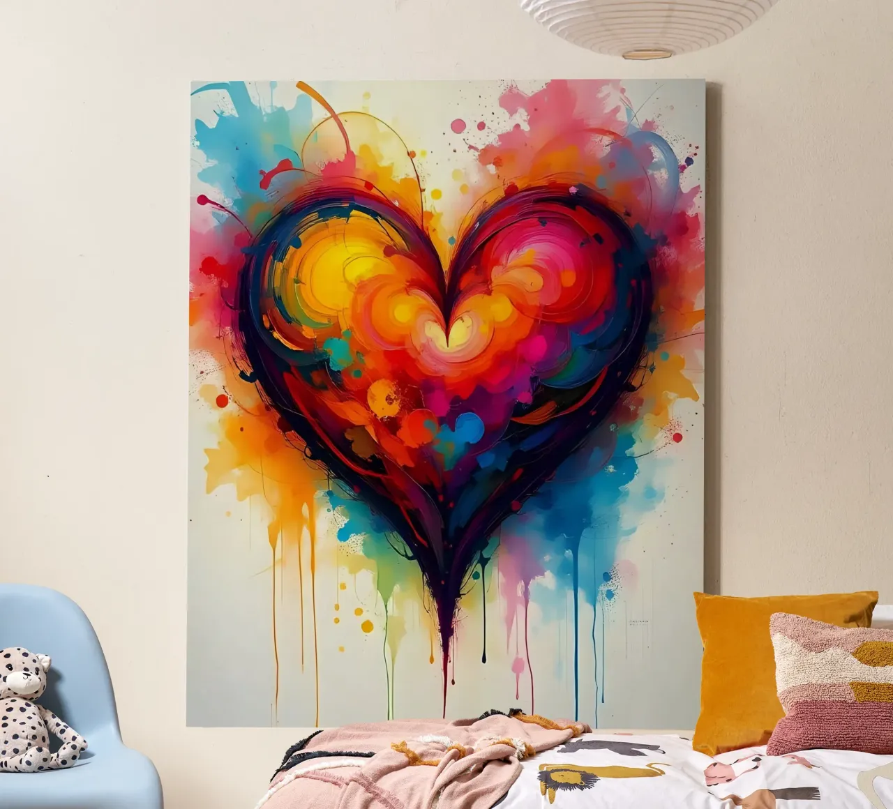 Cuore_colorato_5 tela con Cornice a cassetta da Pink- und LoveArt by LK