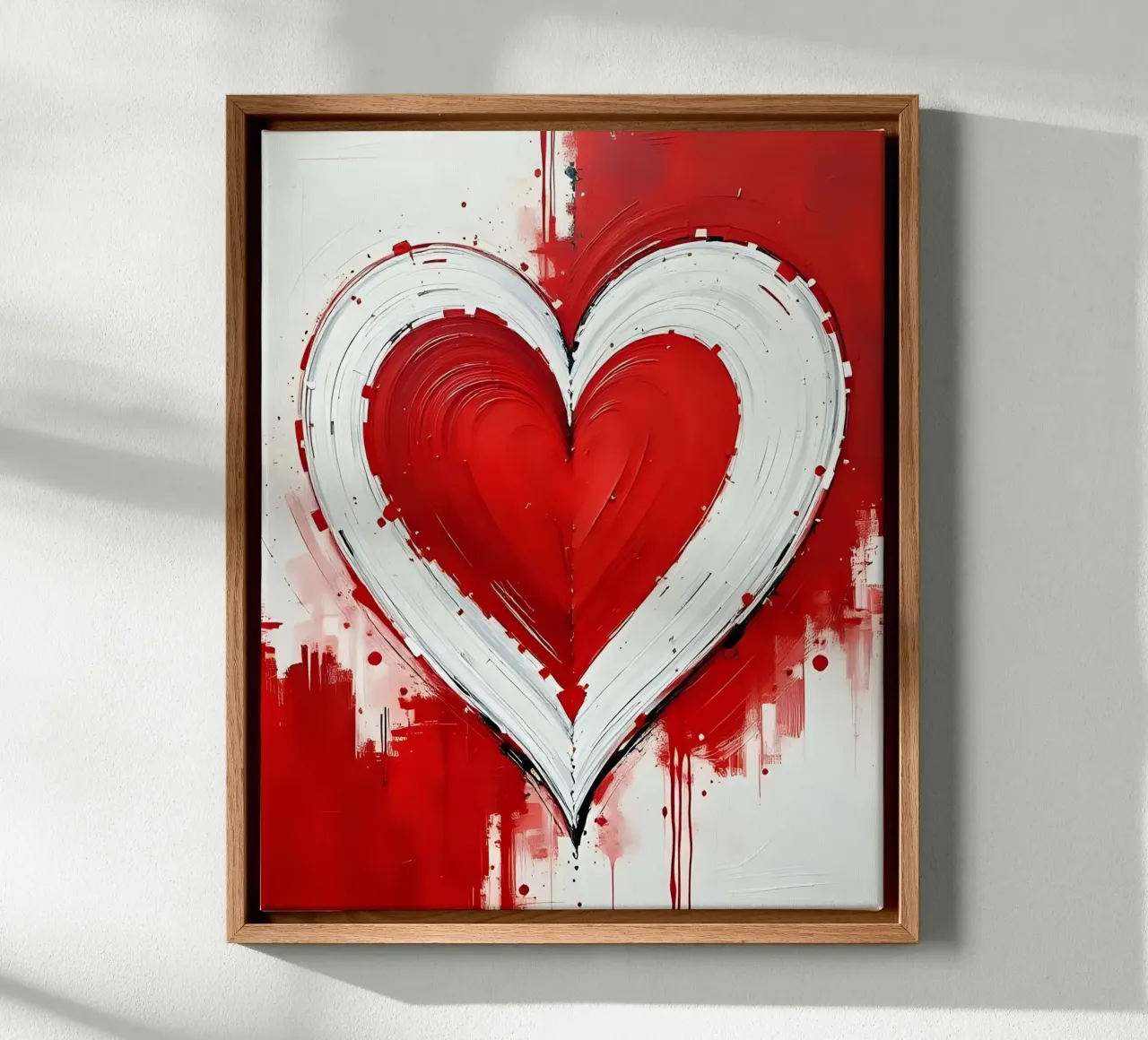 cuore_rosso_bianco_1 tela con Cornice a cassetta da Pink- und LoveArt by LK