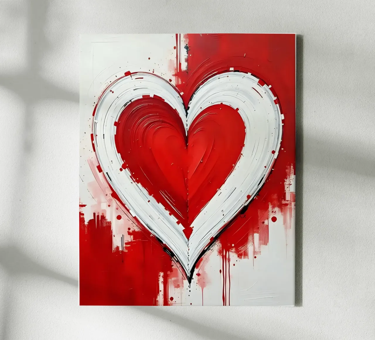 cuore_rosso_bianco_1 tela con Cornice a cassetta da Pink- und LoveArt by LK
