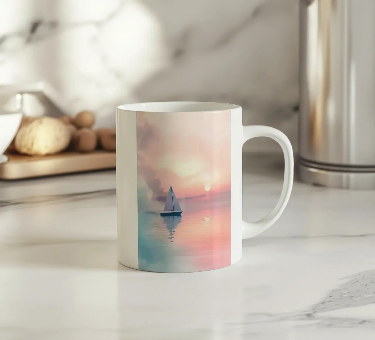 Tramonto in barca a vela tazza in ceramica da Bartosz Powalka