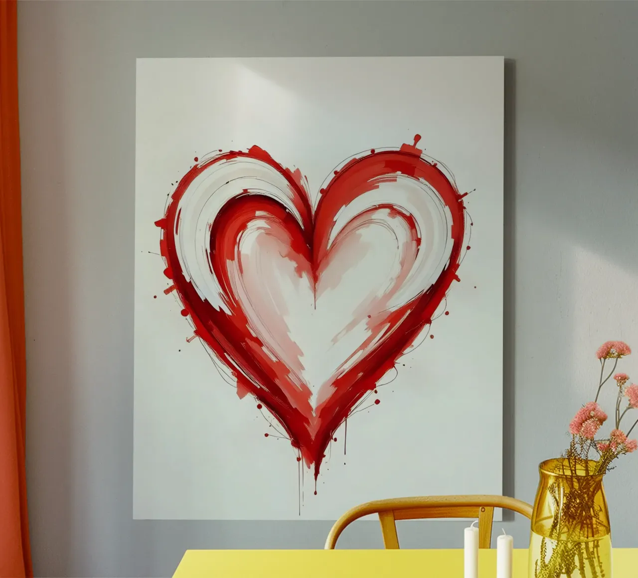 cuore_rosso_bianco_2 tela con Cornice a cassetta da Pink- und LoveArt by LK