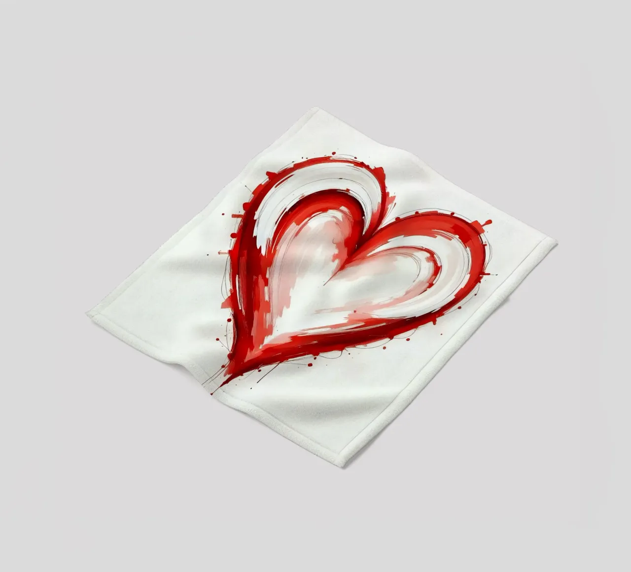 cuore_rosso_bianco_2 coperta in pile da Pink- und LoveArt by LK