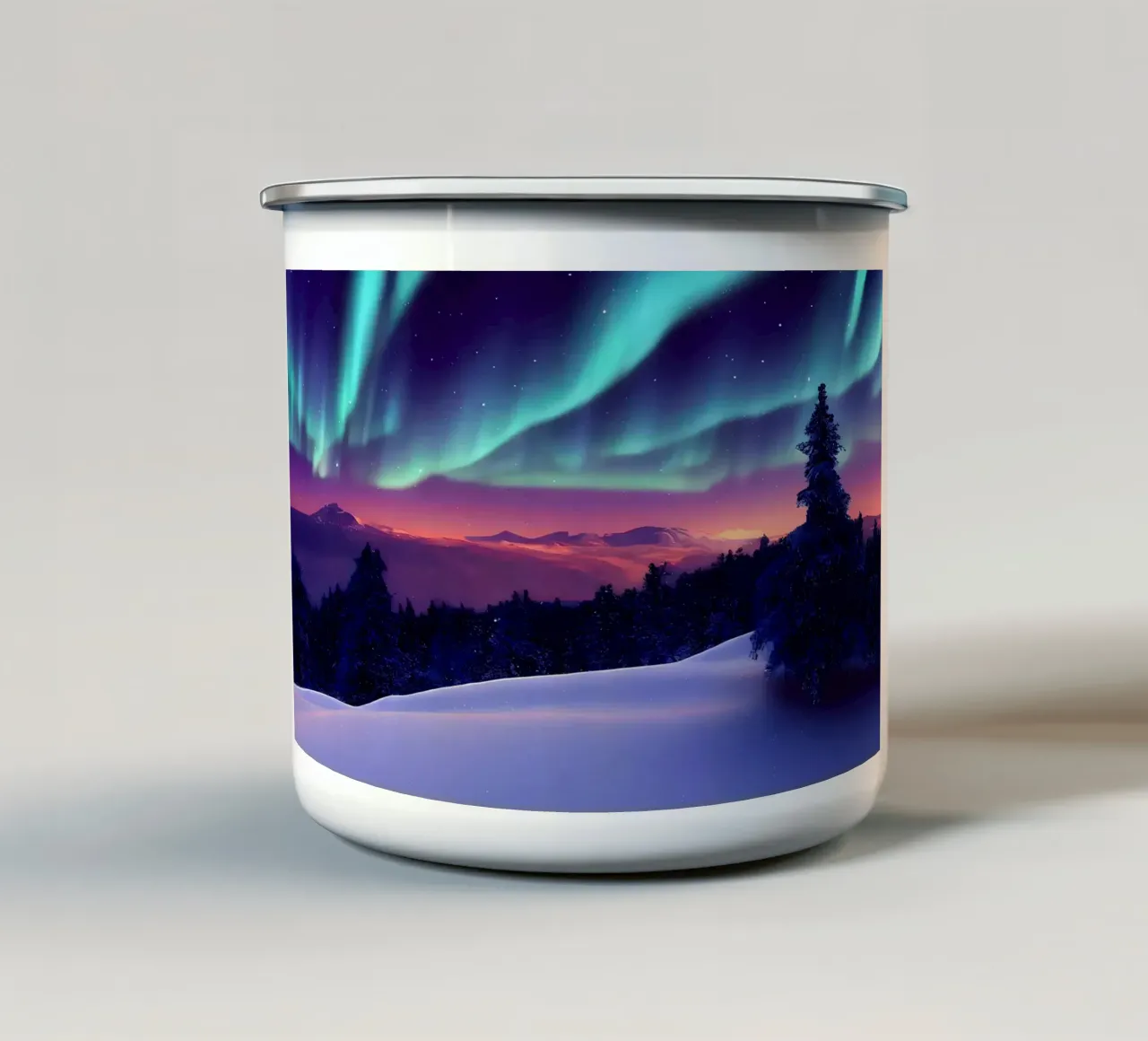 L'Aurora Boreale colorata tazza in smalto da Matthew Katz