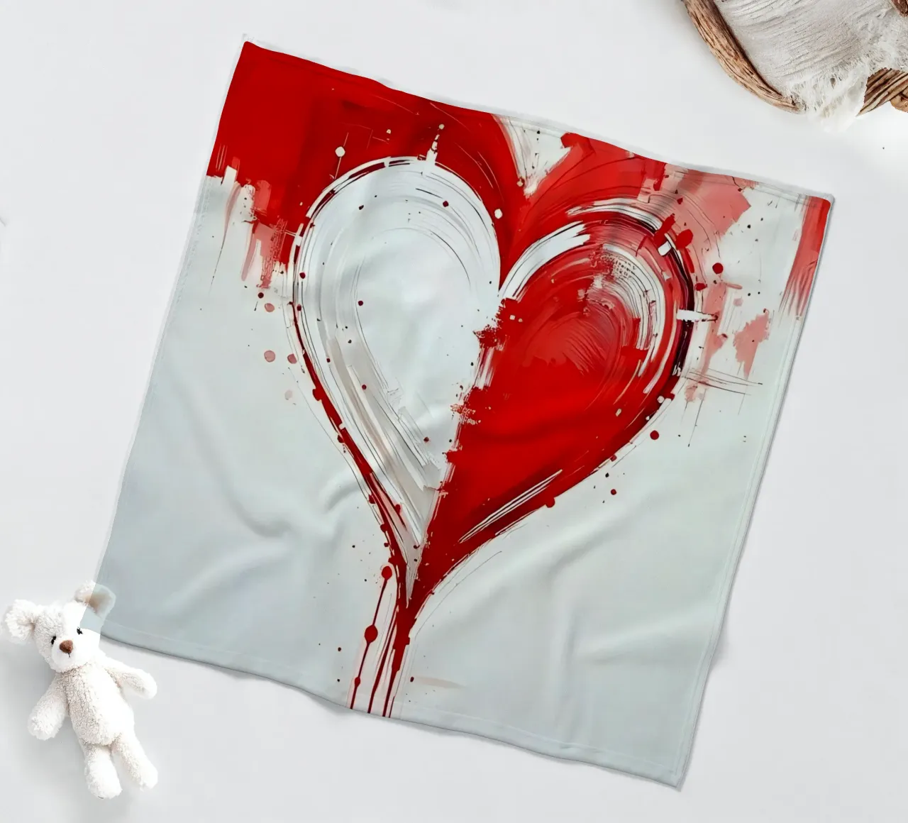 heart_red_white_3 fleece blanket by Pink- und LoveArt by LK