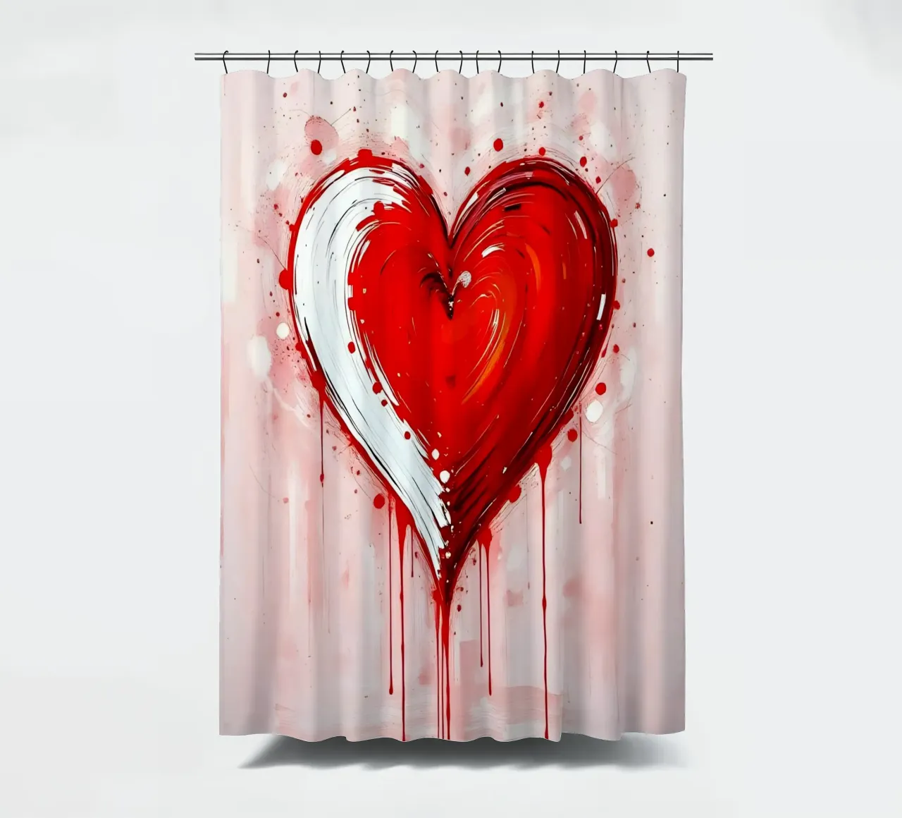 cuore_rosso_bianco_5 tenda da doccia da Pink- und LoveArt by LK