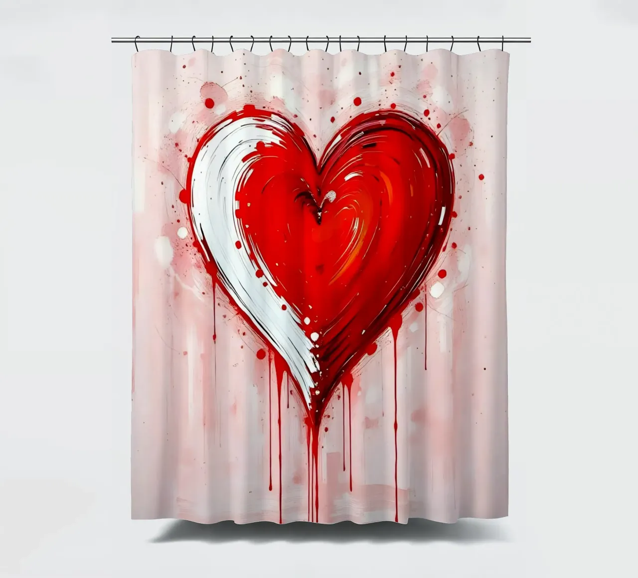 cuore_rosso_bianco_5 tenda da doccia da Pink- und LoveArt by LK