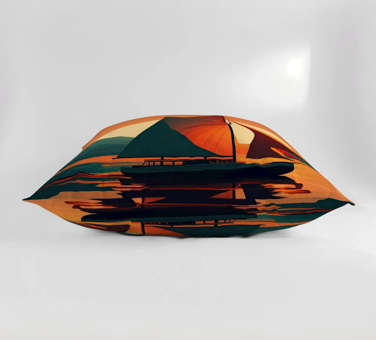 barca a vela in un tramonto cuscino da Bartosz Powalka