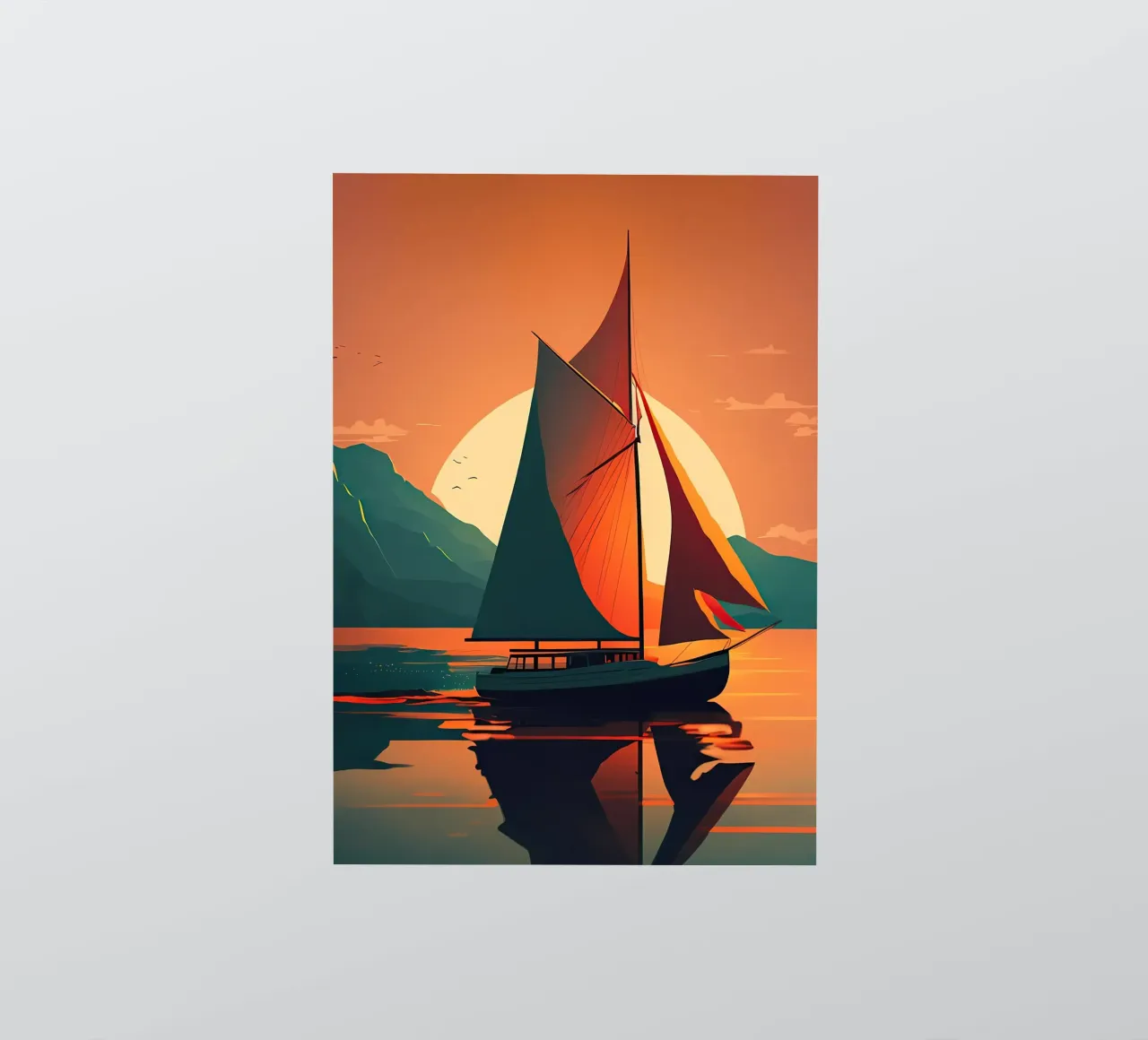 velero en una puesta de sol pegatina de Bartosz Powalka